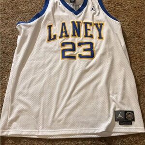 Jordan Laney 23 White and Blue Basketball Jersey
